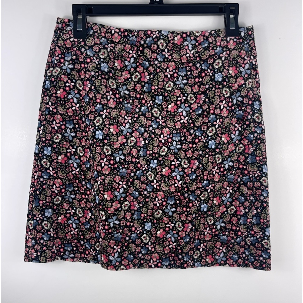 LOFT Ann Taylor Multicolor Floral Velvet Stretch Skirt Double Lining Womens 2